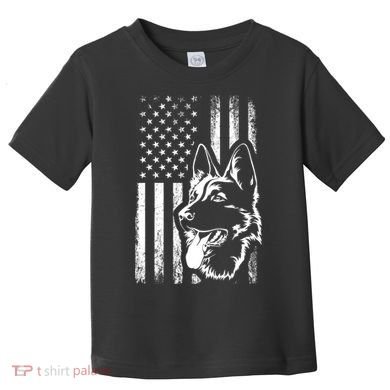 Patriotic German Shepherd AMERICAN FLAG Dog Lover Gift TShirt Toddler T-Shirt