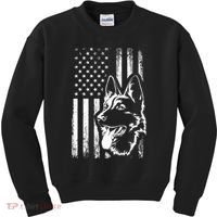 Patriotic German Shepherd AMERICAN FLAG Dog Lover Gift TShirt Kids Sweatshirt thumb 0
