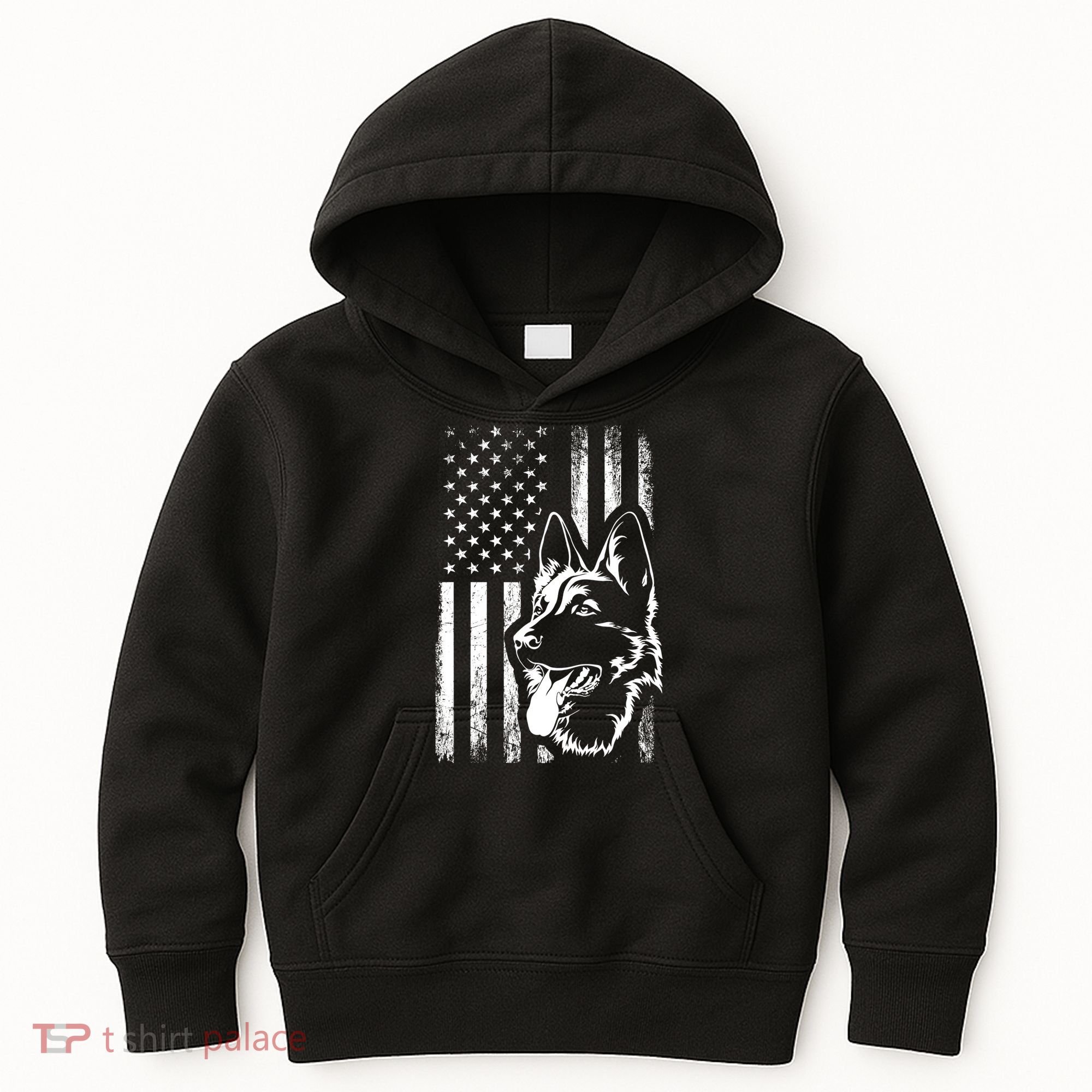 Patriotic German Shepherd AMERICAN FLAG Dog Lover Gift TShirt Kids Hoodie