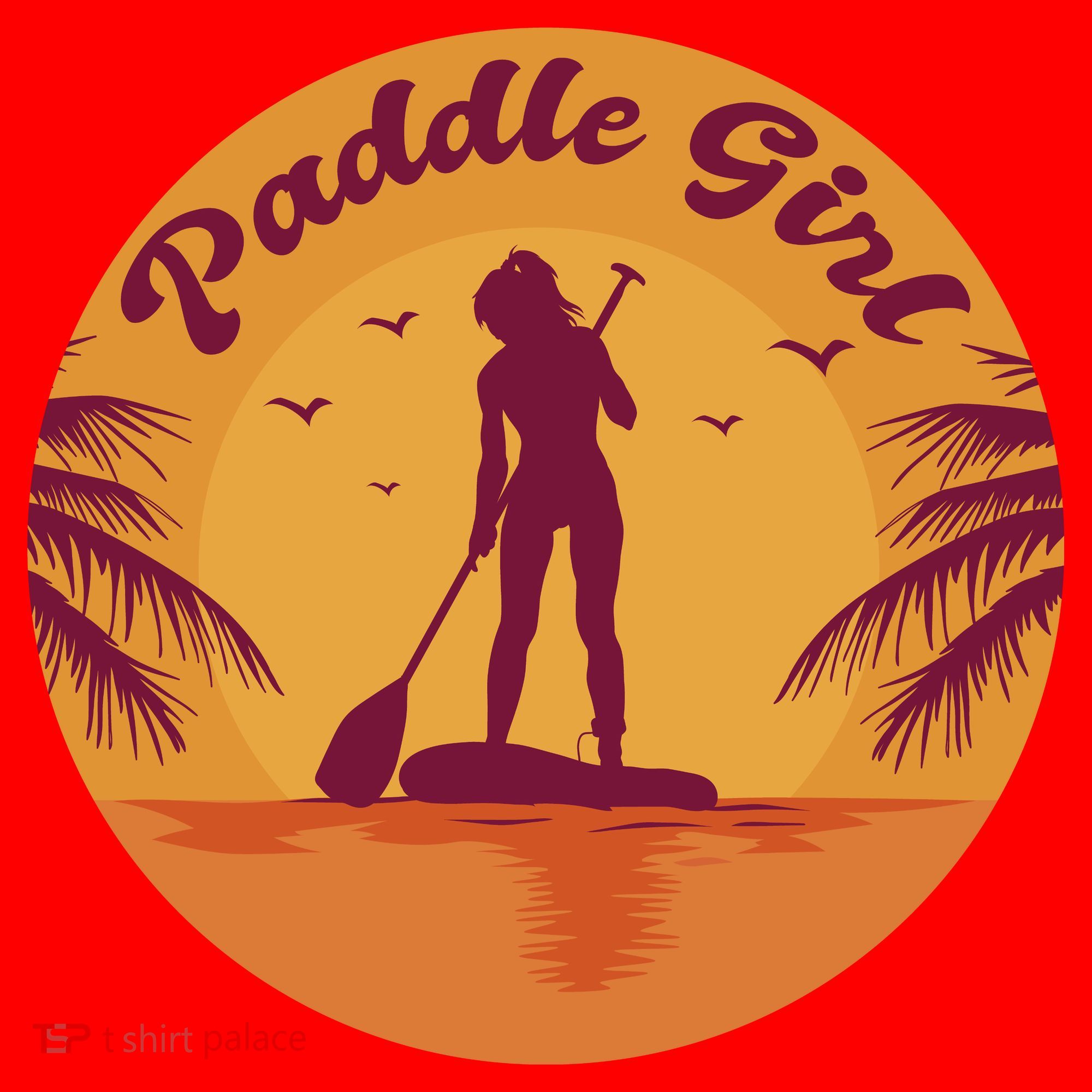 Paddle Girl Sunset Sport Santa Hat