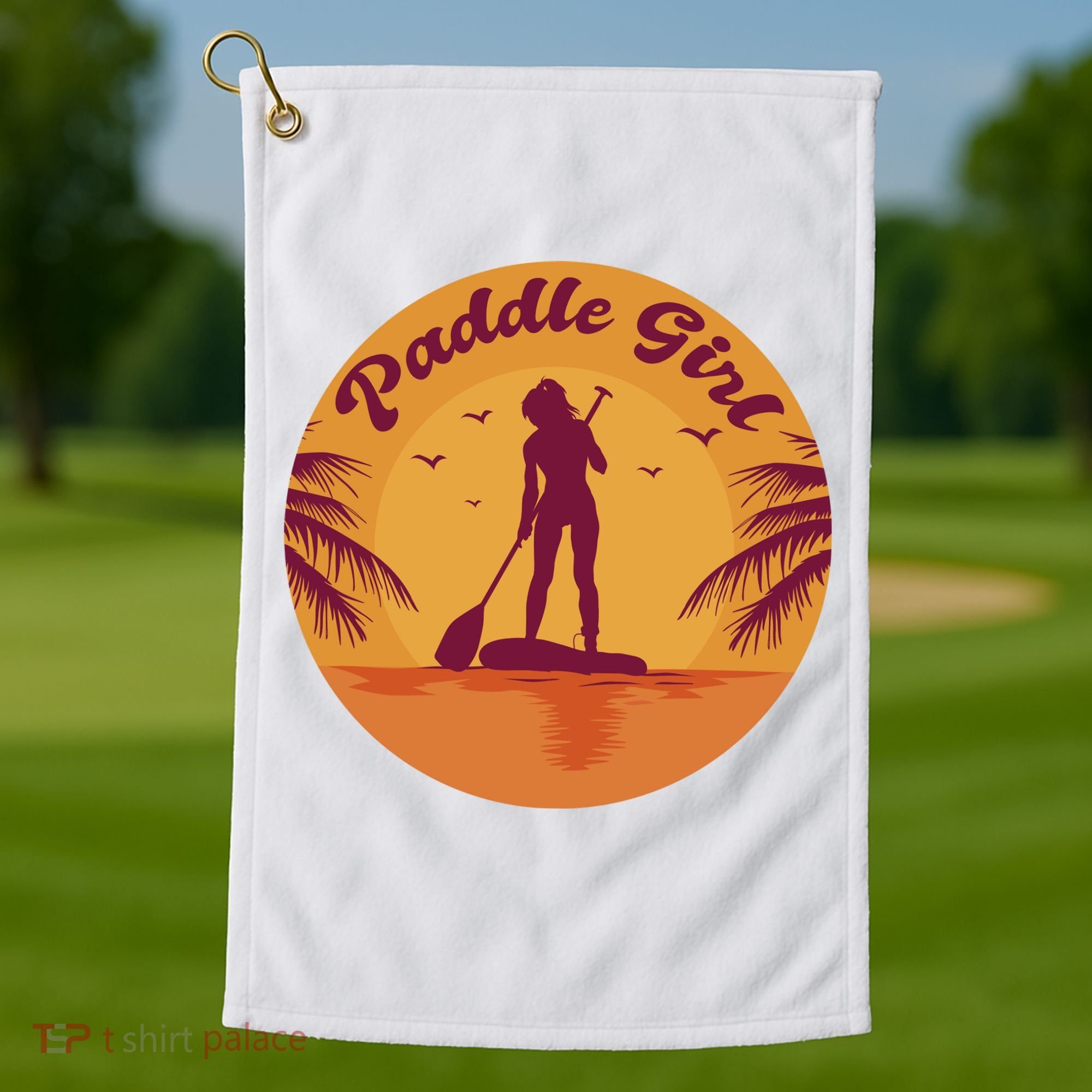 Paddle Girl Sunset Sport Golf Towel