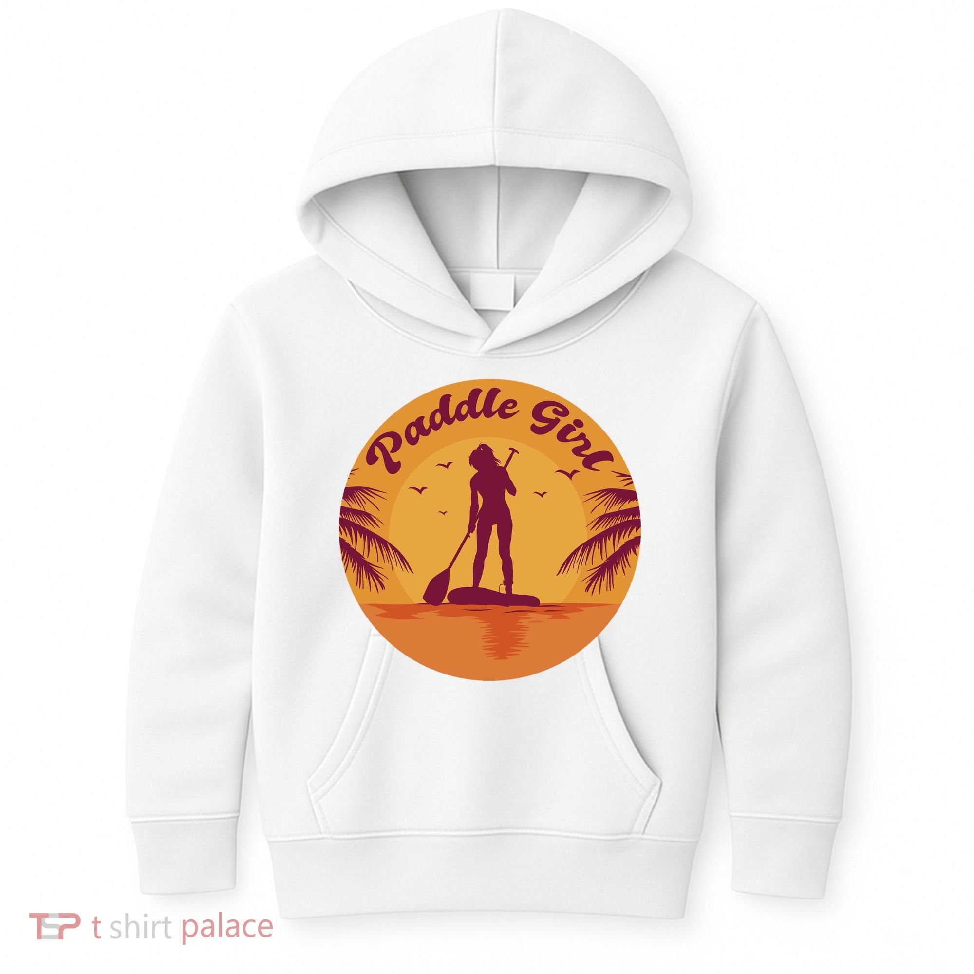Paddle Girl Sunset Sport Kids Hoodie