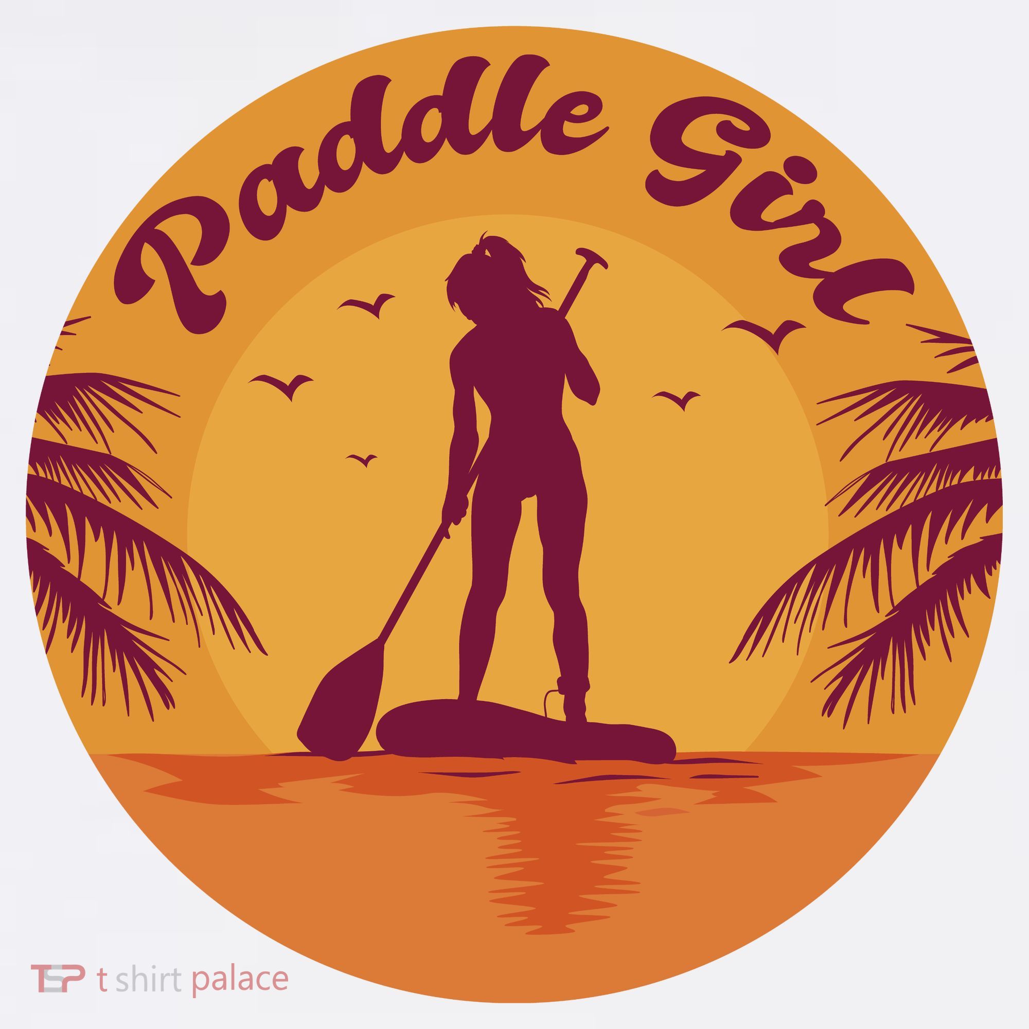 Paddle Girl Sunset Sport Kids Hoodie