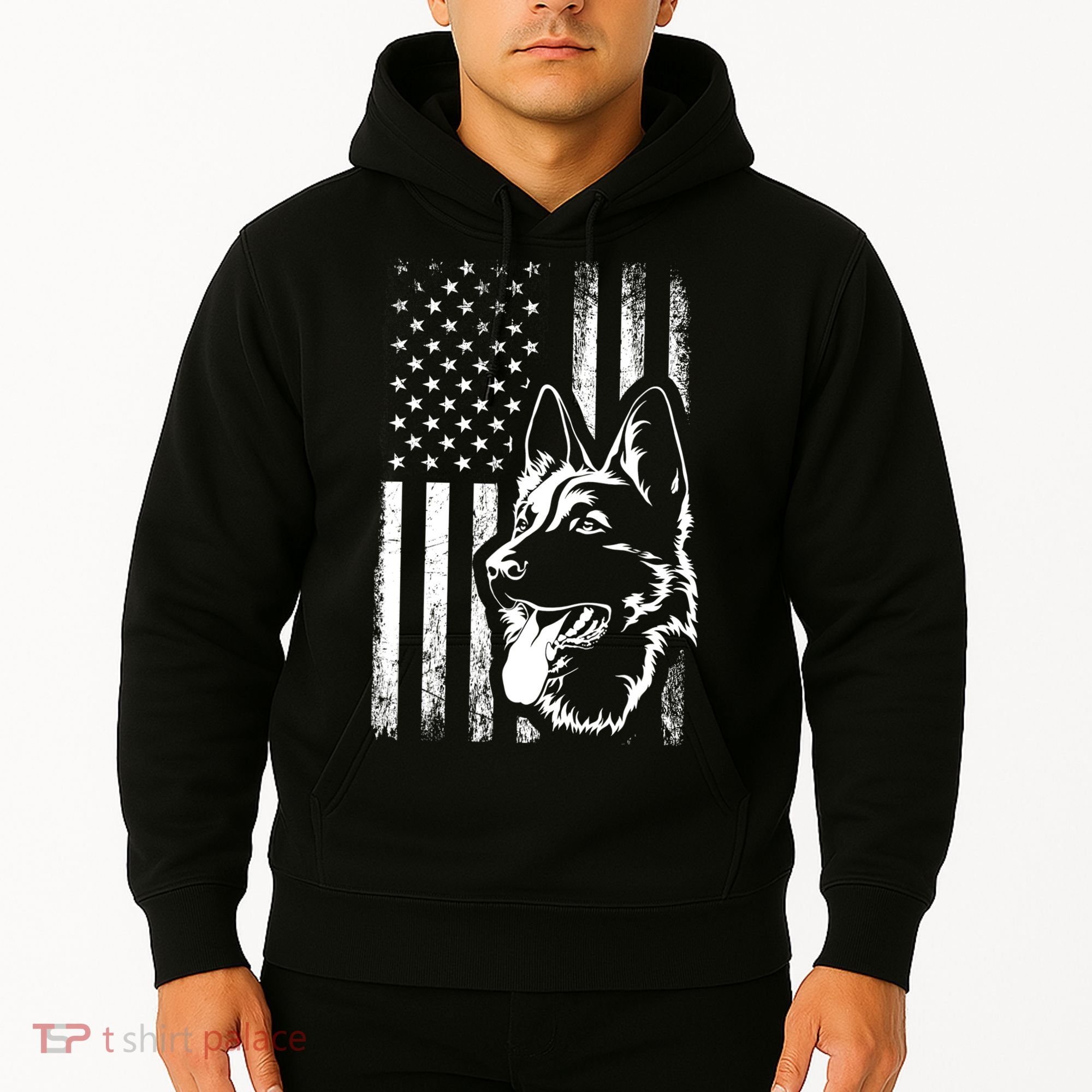 Patriotic German Shepherd AMERICAN FLAG Dog Lover Gift TShirt Hoodie