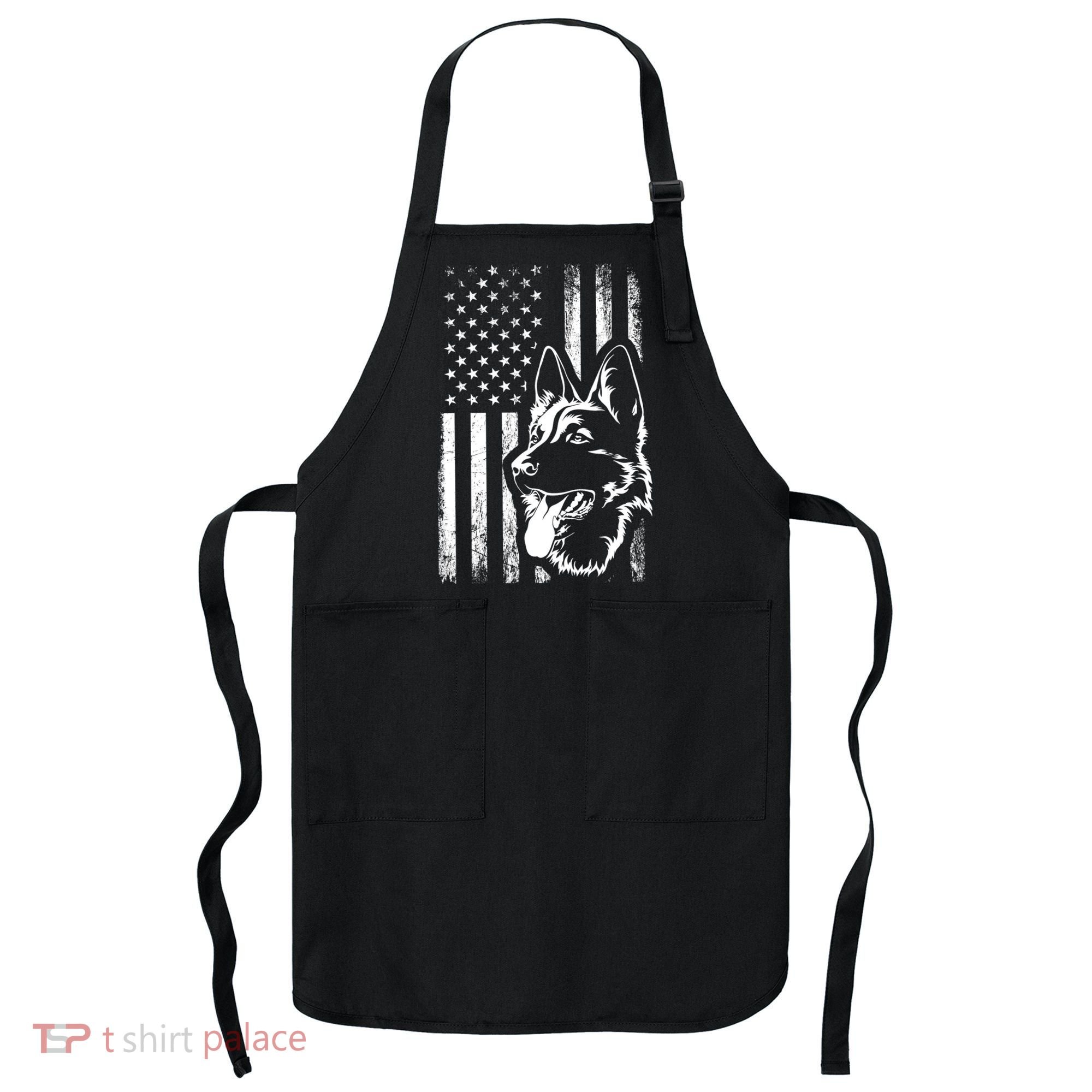 Patriotic German Shepherd AMERICAN FLAG Dog Lover Gift TShirt Apron
