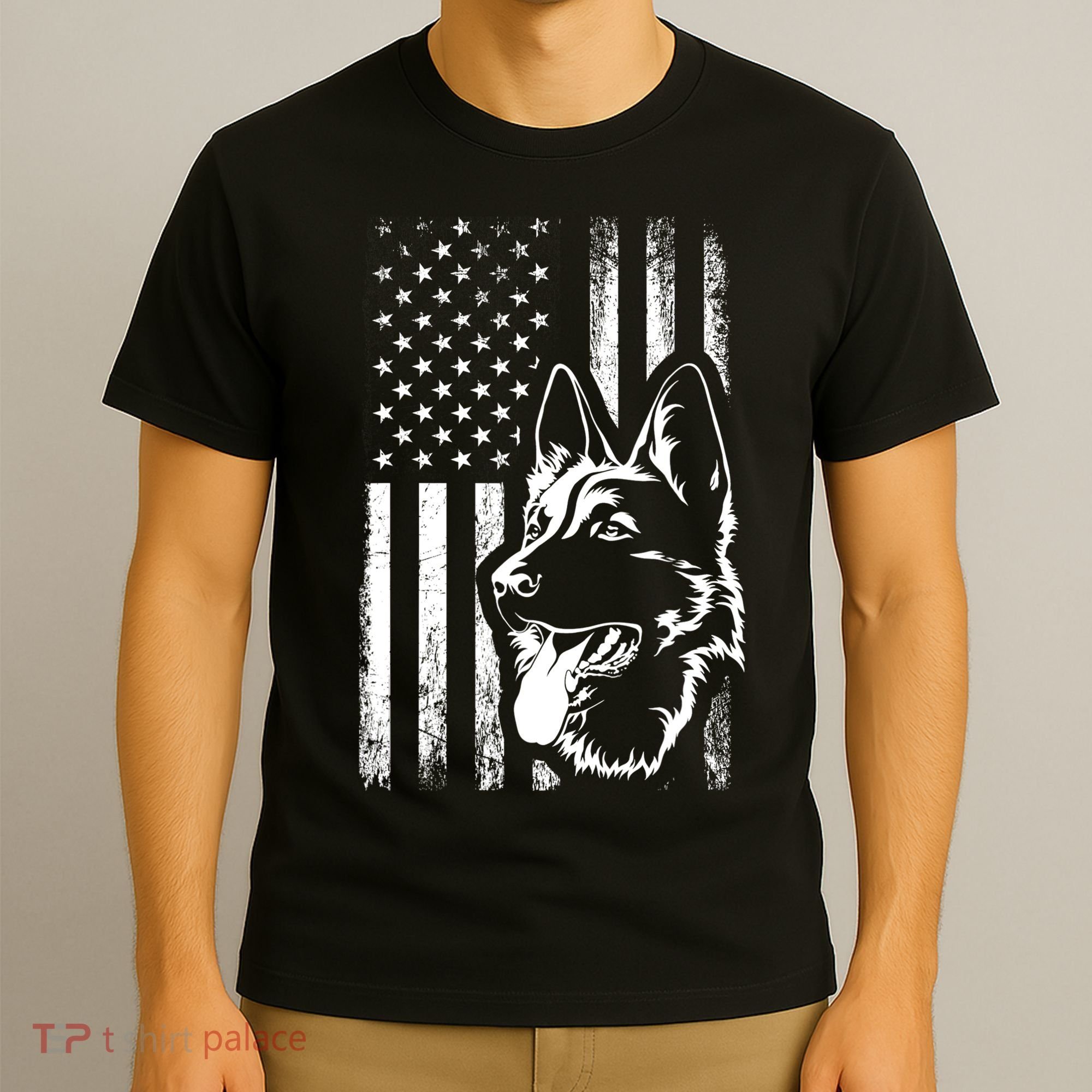 Patriotic German Shepherd AMERICAN FLAG Dog Lover Gift TShirt T-Shirt