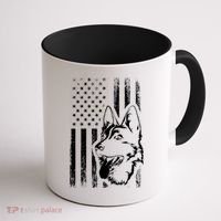 Patriotic German Shepherd AMERICAN FLAG Dog Lover Gift TShirt Coffee Mug thumb 1