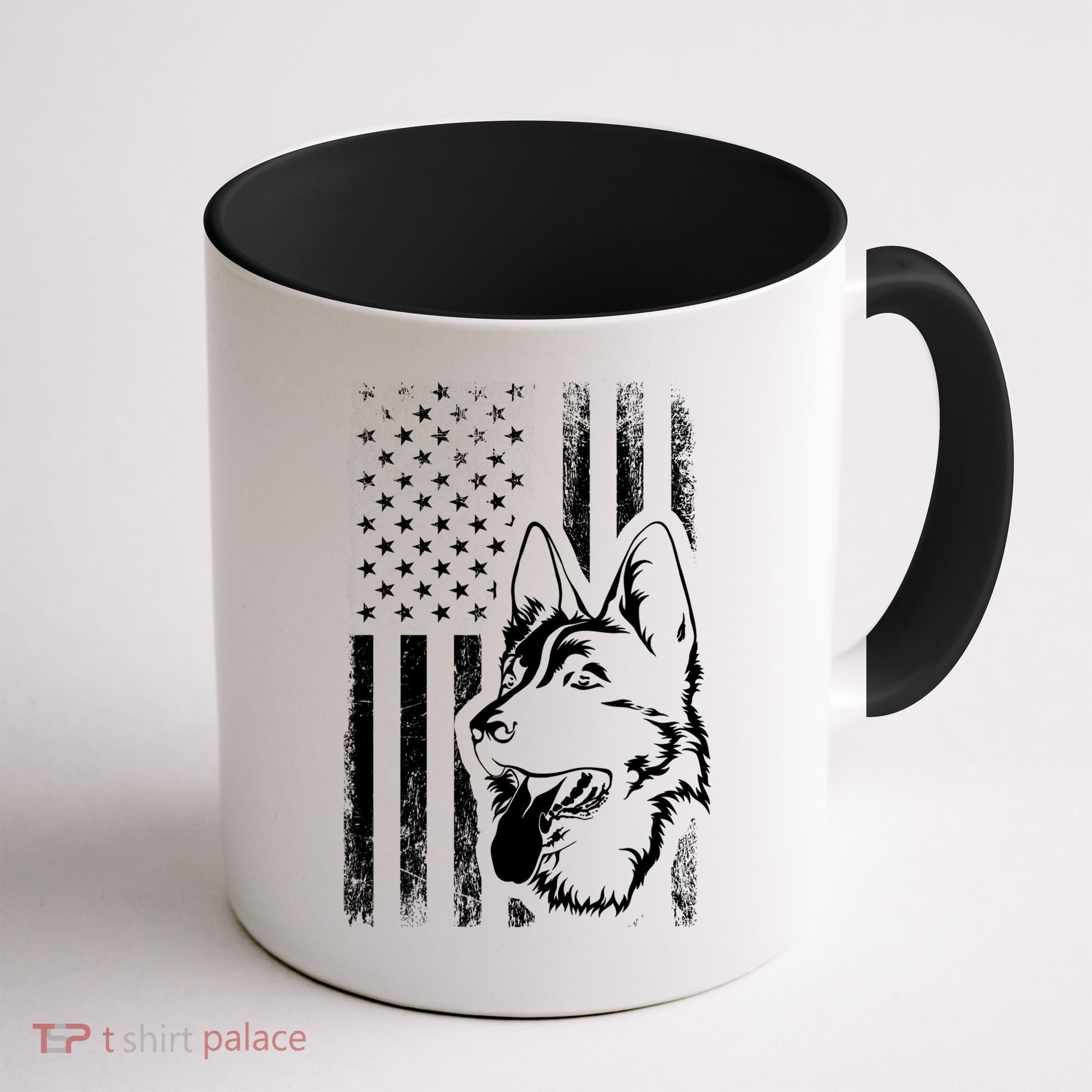Patriotic German Shepherd AMERICAN FLAG Dog Lover Gift TShirt Coffee Mug