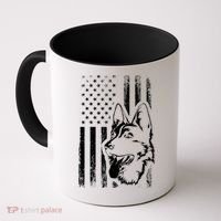 Patriotic German Shepherd AMERICAN FLAG Dog Lover Gift TShirt Coffee Mug thumb 0