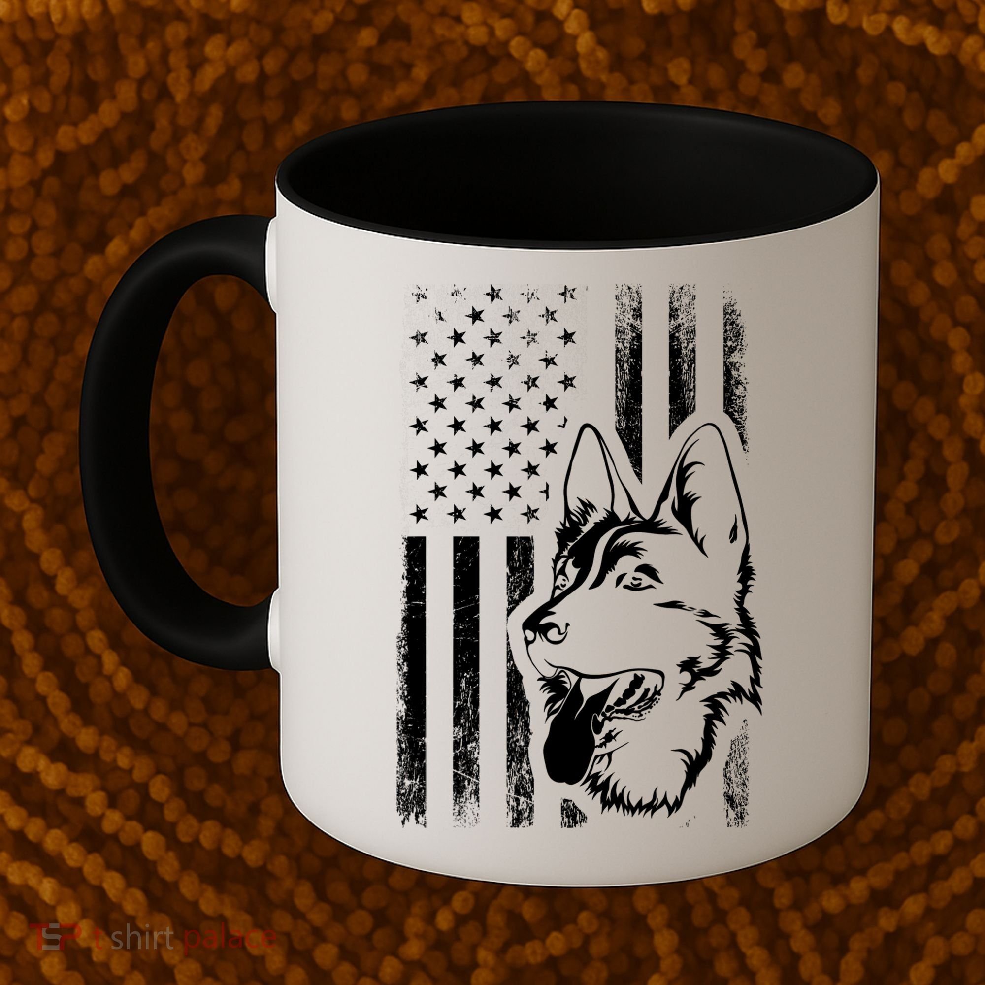 Patriotic German Shepherd AMERICAN FLAG Dog Lover Gift TShirt Coffee Mug