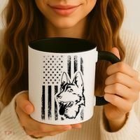 Patriotic German Shepherd AMERICAN FLAG Dog Lover Gift TShirt Coffee Mug thumb 3