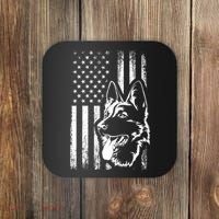Patriotic German Shepherd AMERICAN FLAG Dog Lover Gift TShirt Coaster thumb 0
