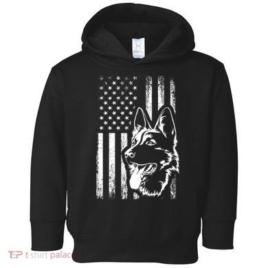 Patriotic German Shepherd AMERICAN FLAG Dog Lover Gift TShirt Toddler Hoodie