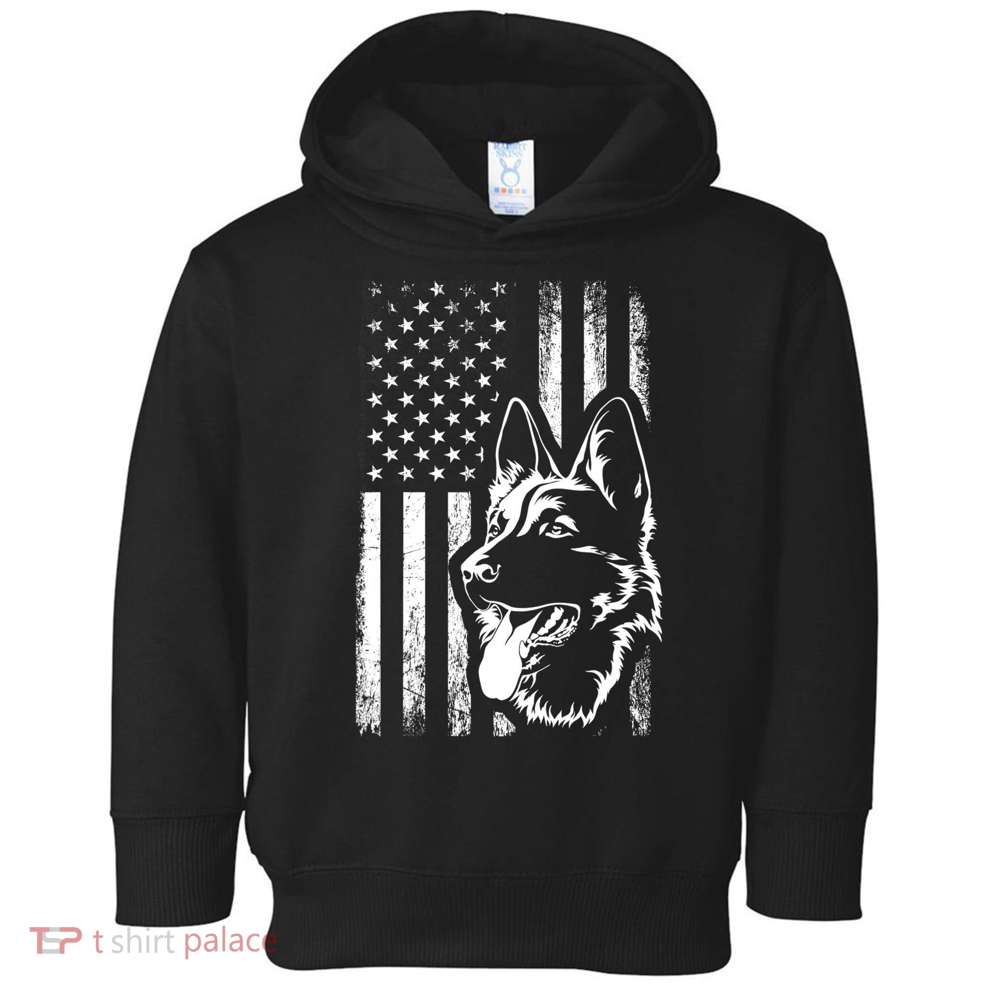 Patriotic German Shepherd AMERICAN FLAG Dog Lover Gift TShirt Toddler Hoodie