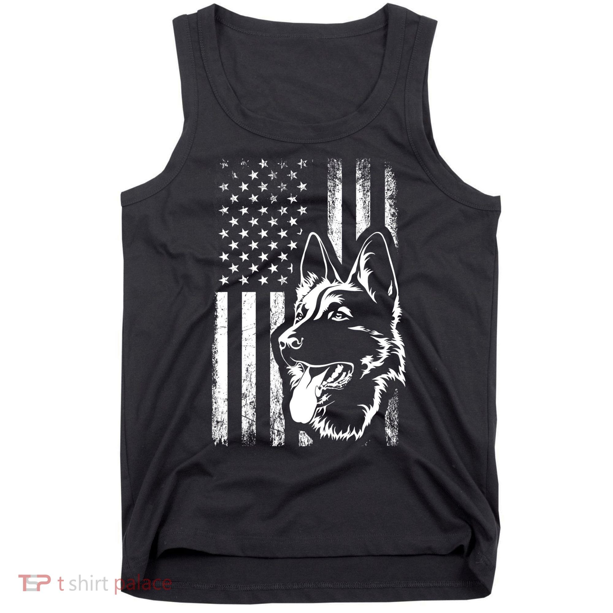 Patriotic German Shepherd AMERICAN FLAG Dog Lover Gift TShirt Tank Top