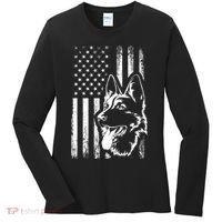Patriotic German Shepherd AMERICAN FLAG Dog Lover Gift TShirt Women's Long Sleeve Shirt thumb 0