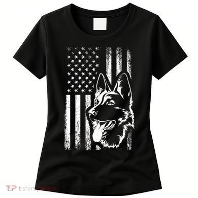 Patriotic German Shepherd AMERICAN FLAG Dog Lover Gift TShirt Women's T-Shirt
