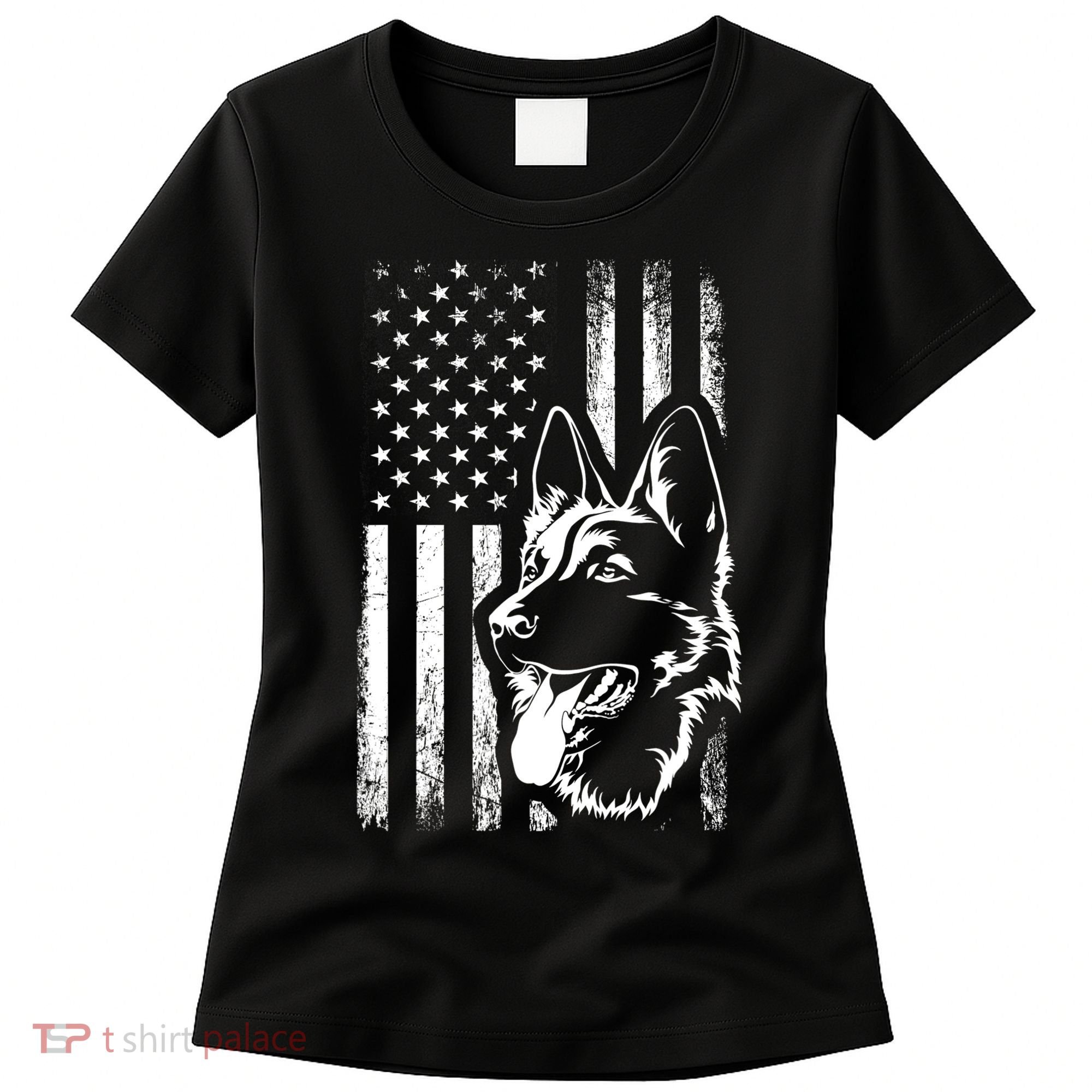 Patriotic German Shepherd AMERICAN FLAG Dog Lover Gift TShirt Women's T-Shirt