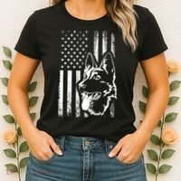 Patriotic German Shepherd AMERICAN FLAG Dog Lover Gift TShirt Women's T-Shirt thumb 2