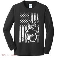 Patriotic German Shepherd AMERICAN FLAG Dog Lover Gift TShirt Kids Long Sleeve Shirt thumb 0