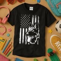 Patriotic German Shepherd AMERICAN FLAG Dog Lover Gift TShirt Kids T-Shirt thumb 3