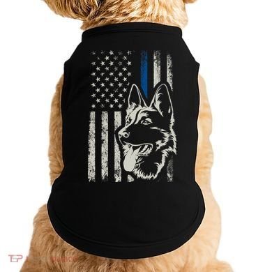 Patriotic German Shepherd K9 Unit Thin Blue Line Police Gift Doggie Tank