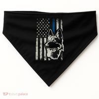 Patriotic German Shepherd K9 Unit Thin Blue Line Police Gift USA-Made Doggie Bandana thumb 0
