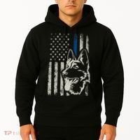 Patriotic German Shepherd K9 Unit Thin Blue Line Police Gift Hoodie thumb 2