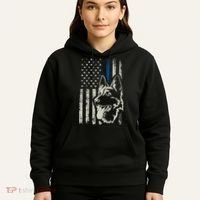 Patriotic German Shepherd K9 Unit Thin Blue Line Police Gift Hoodie thumb 5