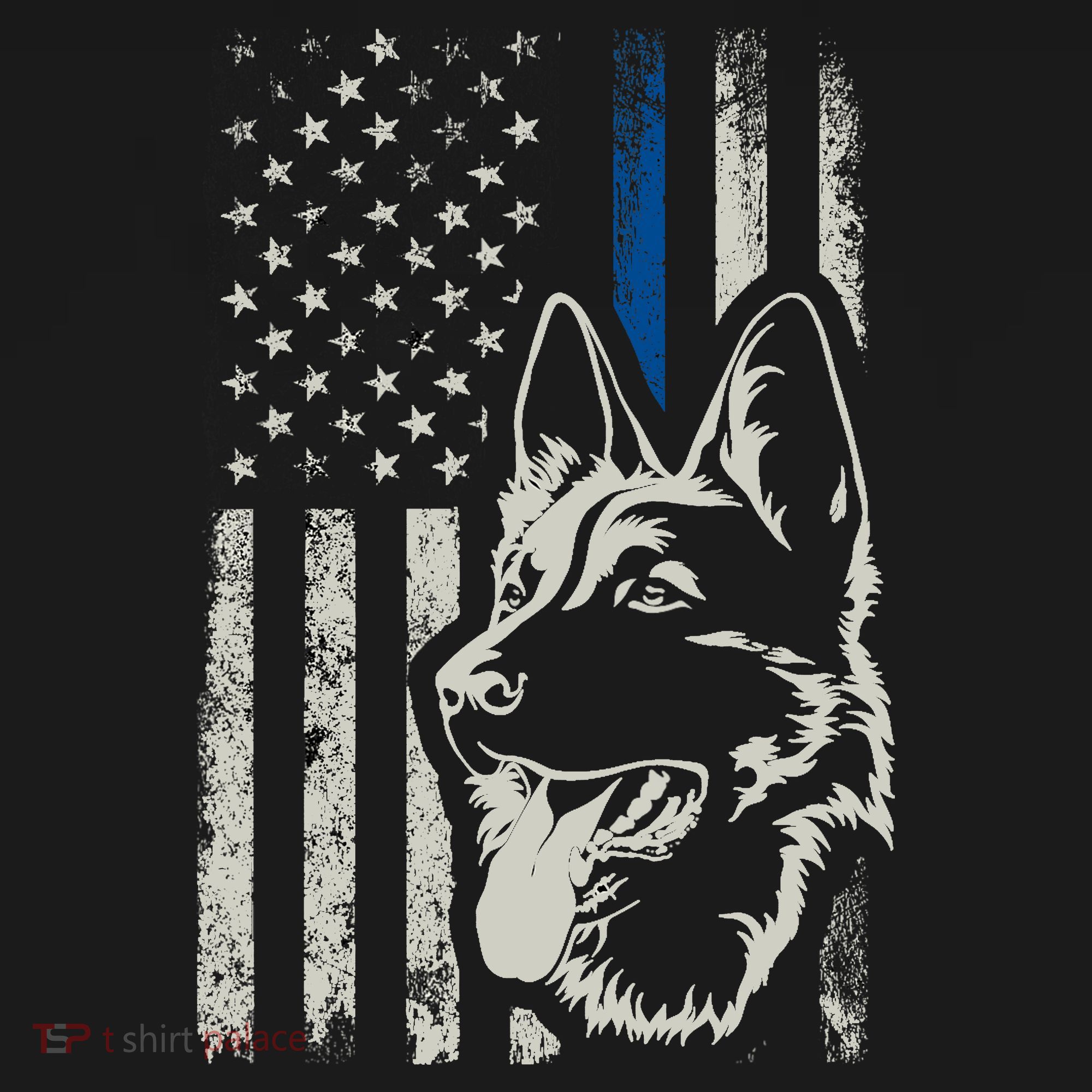 Patriotic German Shepherd K9 Unit Thin Blue Line Police Gift Apron