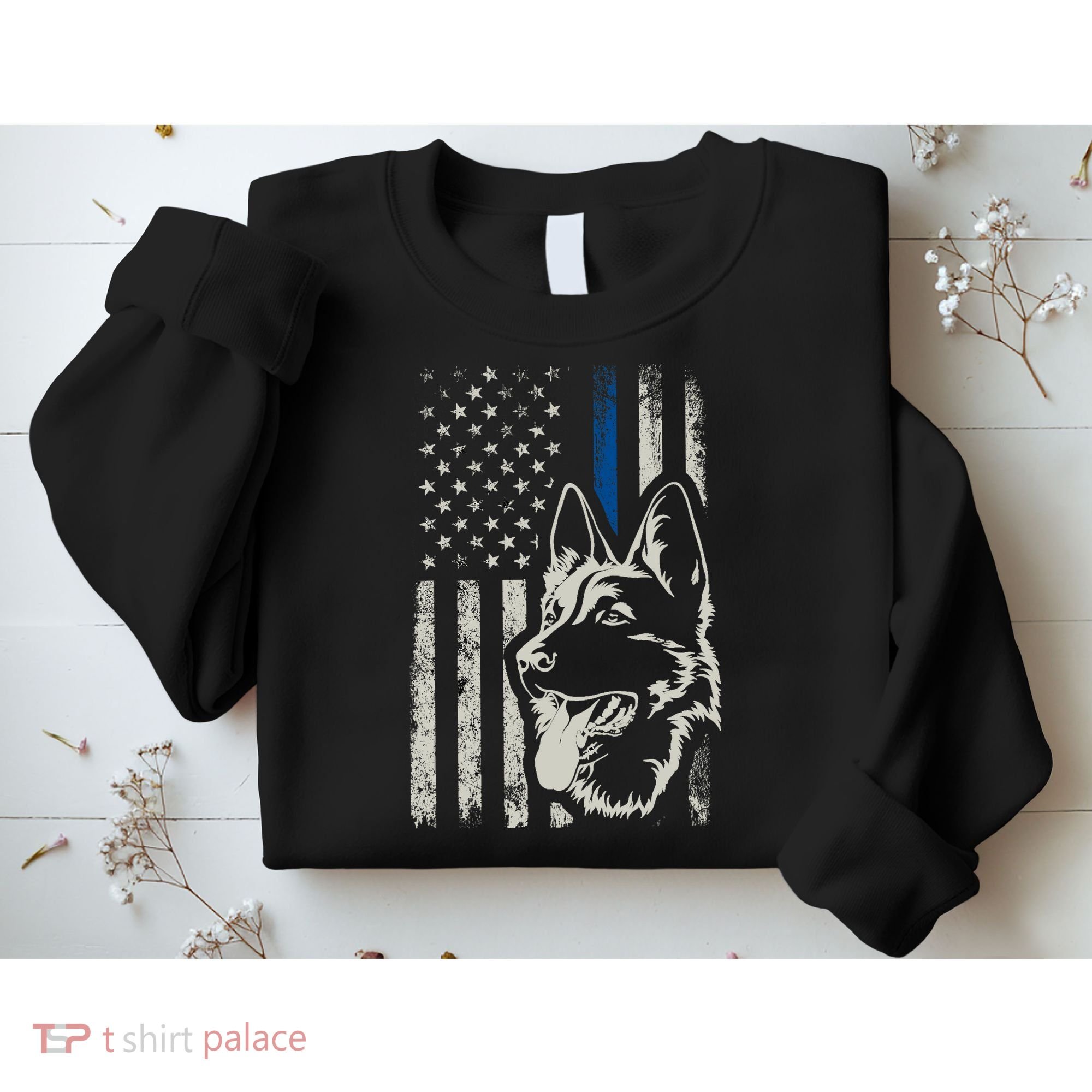 Patriotic German Shepherd K9 Unit Thin Blue Line Police Gift Sweatshirt