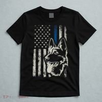Patriotic German Shepherd K9 Unit Thin Blue Line Police Gift T-Shirt thumb 5