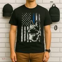 Patriotic German Shepherd K9 Unit Thin Blue Line Police Gift T-Shirt thumb 6