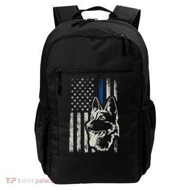 Patriotic German Shepherd K9 Unit Thin Blue Line Police Gift Backpack