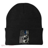 Patriotic German Shepherd K9 Unit Thin Blue Line Police Gift Beanie thumb 0