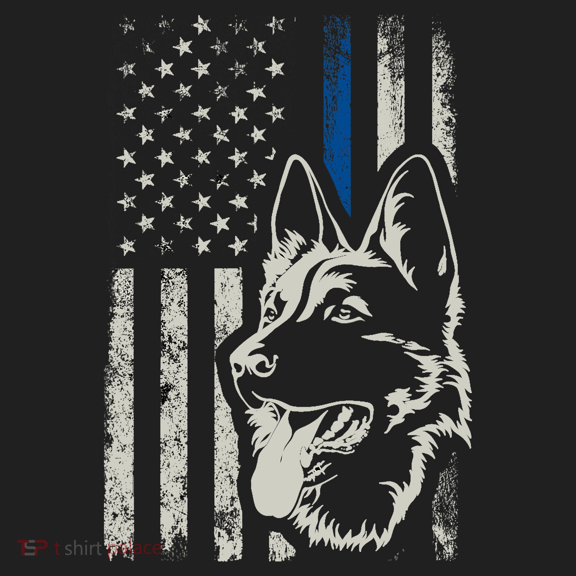 Patriotic German Shepherd K9 Unit Thin Blue Line Police Gift Beanie