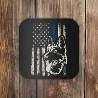 Patriotic German Shepherd K9 Unit Thin Blue Line Police Gift Coaster thumb 0