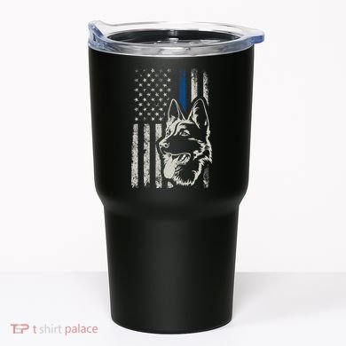 Patriotic German Shepherd K9 Unit Thin Blue Line Police Gift Tumbler