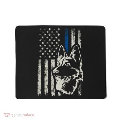 Patriotic German Shepherd K9 Unit Thin Blue Line Police Gift Mousepad