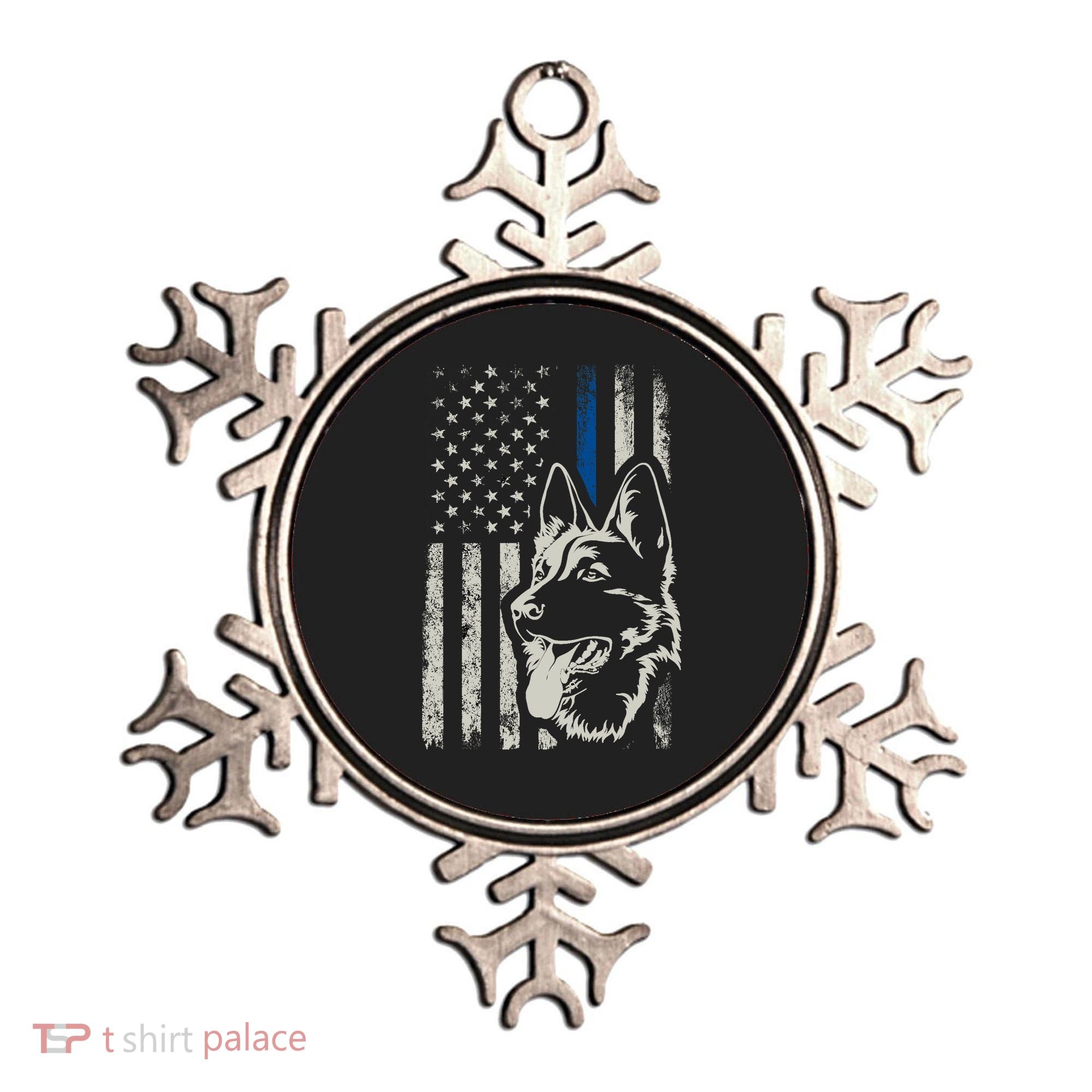 Patriotic German Shepherd K9 Unit Thin Blue Line Police Gift Ornament