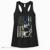 Patriotic German Shepherd K9 Unit Thin Blue Line Police Gift Women's Tank Top thumb 0
