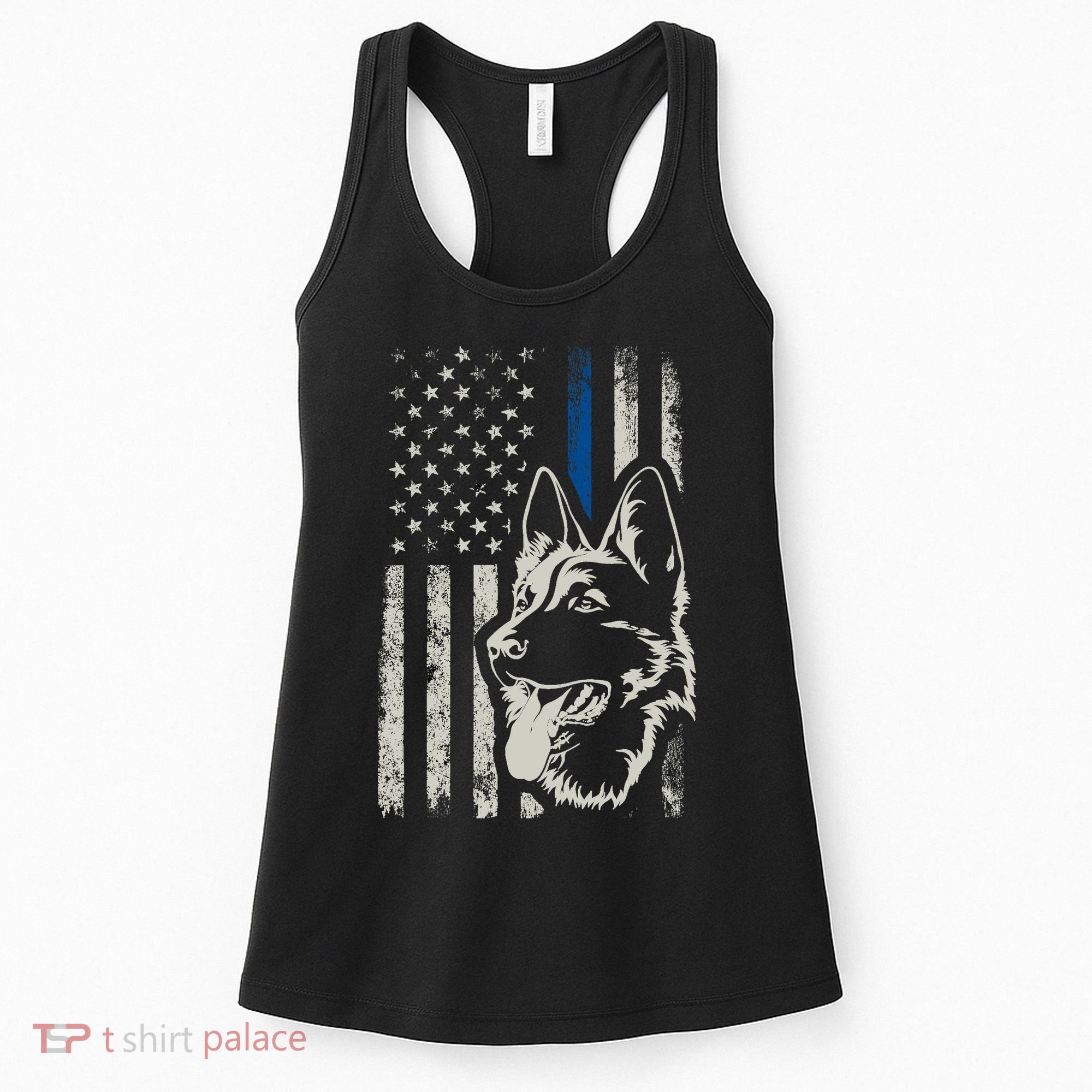Patriotic German Shepherd K9 Unit Thin Blue Line Police Gift Women's Tank Top