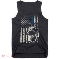 Patriotic German Shepherd K9 Unit Thin Blue Line Police Gift Tank Top thumb 0