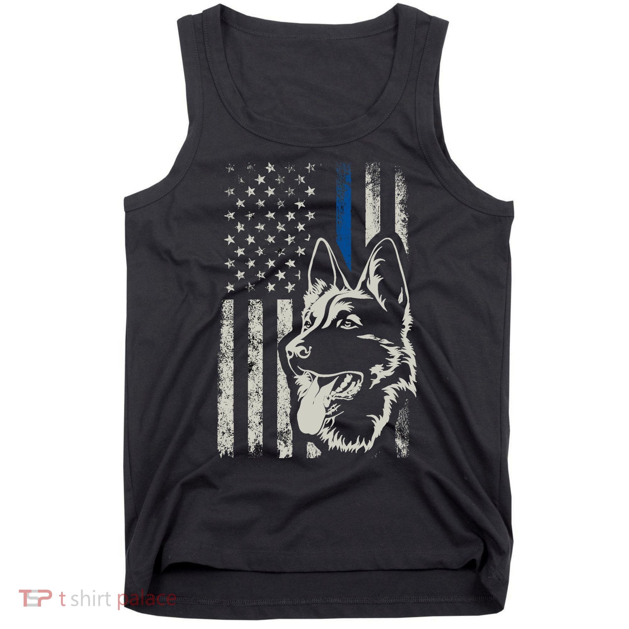 Patriotic German Shepherd K9 Unit Thin Blue Line Police Gift Tank Top