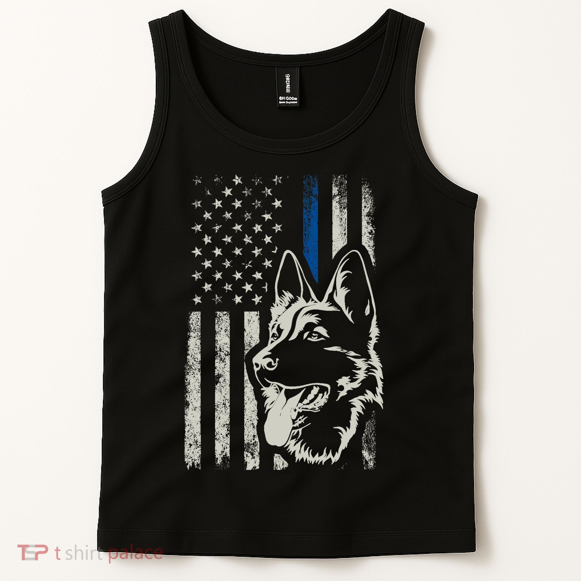 Patriotic German Shepherd K9 Unit Thin Blue Line Police Gift Tank Top