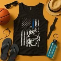 Patriotic German Shepherd K9 Unit Thin Blue Line Police Gift Tank Top thumb 4