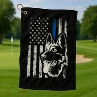 Patriotic German Shepherd K9 Unit Thin Blue Line Police Gift Golf Towel thumb 1