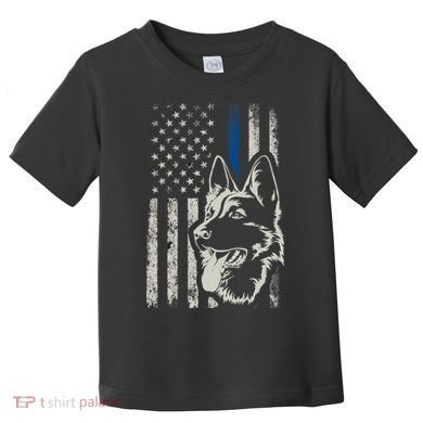 Patriotic German Shepherd K9 Unit Thin Blue Line Police Gift Toddler T-Shirt