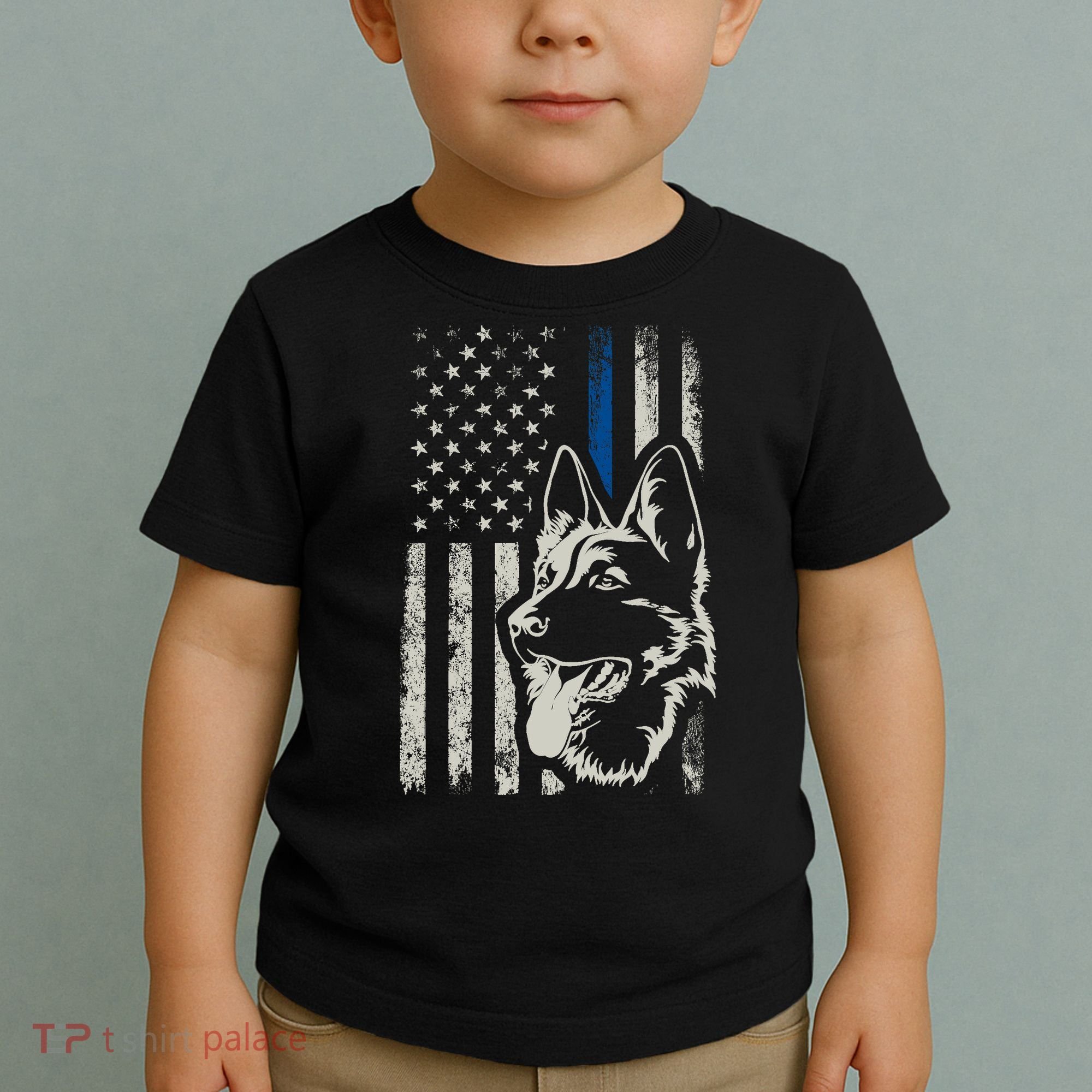Patriotic German Shepherd K9 Unit Thin Blue Line Police Gift Toddler T-Shirt