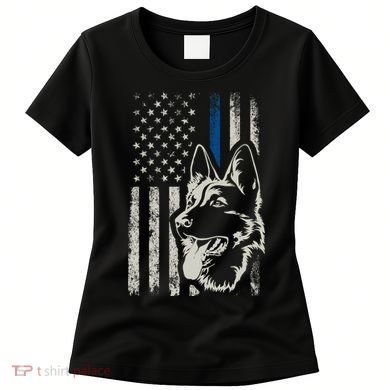 Patriotic German Shepherd K9 Unit Thin Blue Line Police Gift Women's T-Shirt